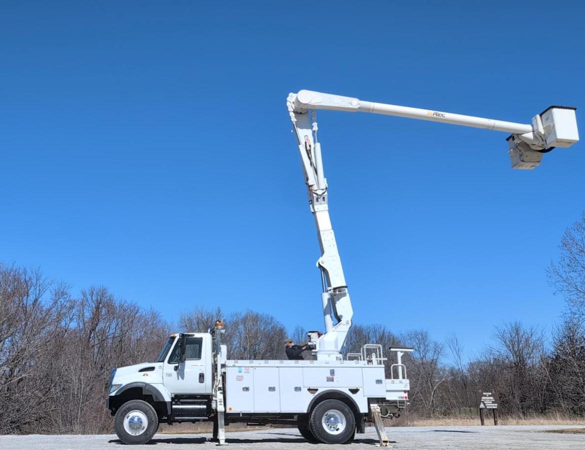 Used 2007 International 7400 4x4 Altec AM55 60' Over-Center Articulated Insulated Material Handling Bucket Truck
