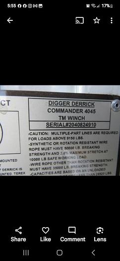 Used 2005 Sterling Acterra Terex Telelect 4045 Derrick Crane Truck Single Axle