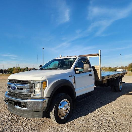 Used 2017 Ford F450 4x4 16' Scott Aluminum Tilt Flatbed with Knapheide Hoist Gas Engine
