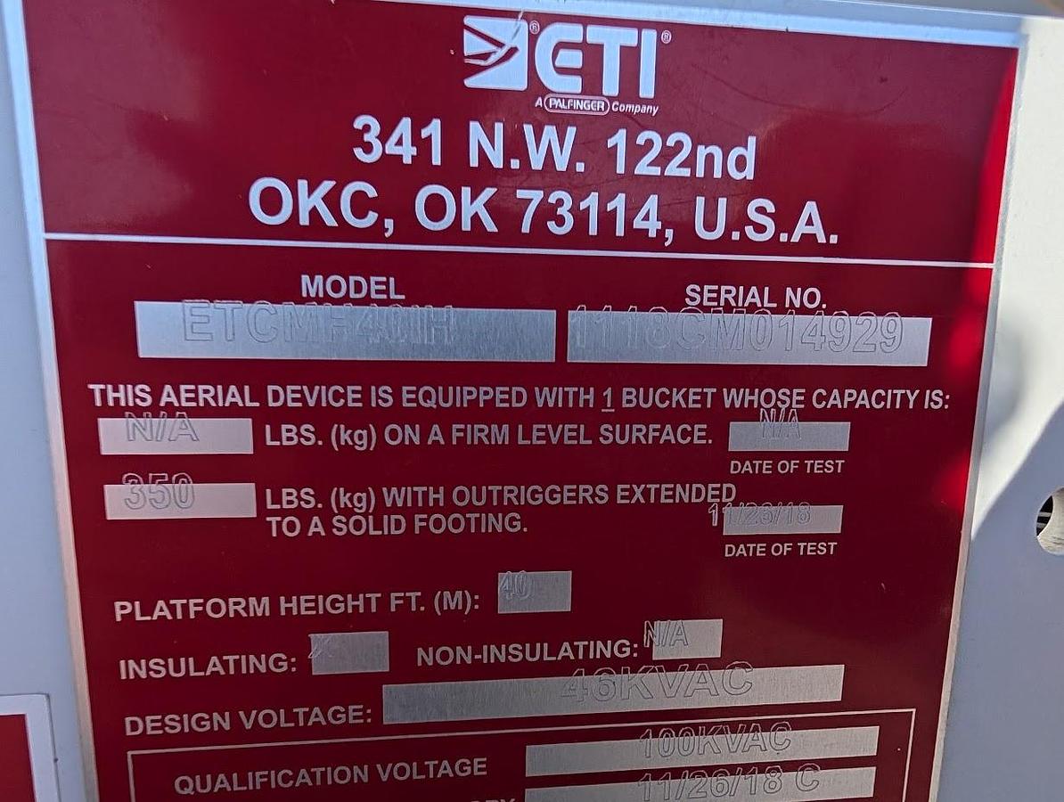 Used 2018 Dodge 5500 4x4 ETI 45' Bucket Material Handling Jib Articulating/Telescoping