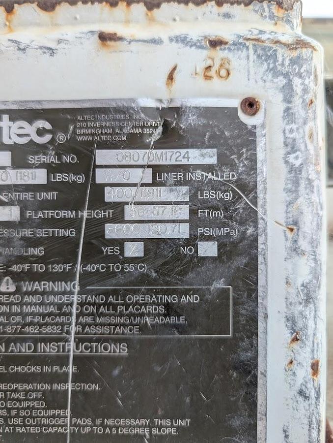 Used 2008 International Workstar 7400 4x4 Altec AM55E 60' Over Center Bucket with Material Handling/Jib