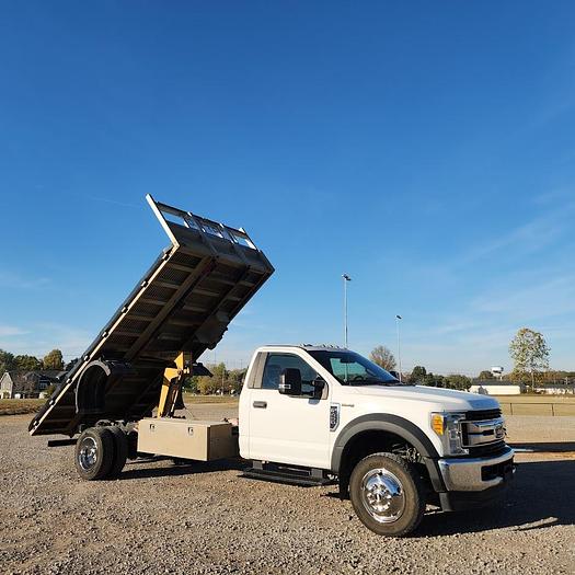 Used 2017 Ford F450 XLT 4x4 16' Scott Aluminum Tilt Flatbed with Knapheide Hoist Gas Engine