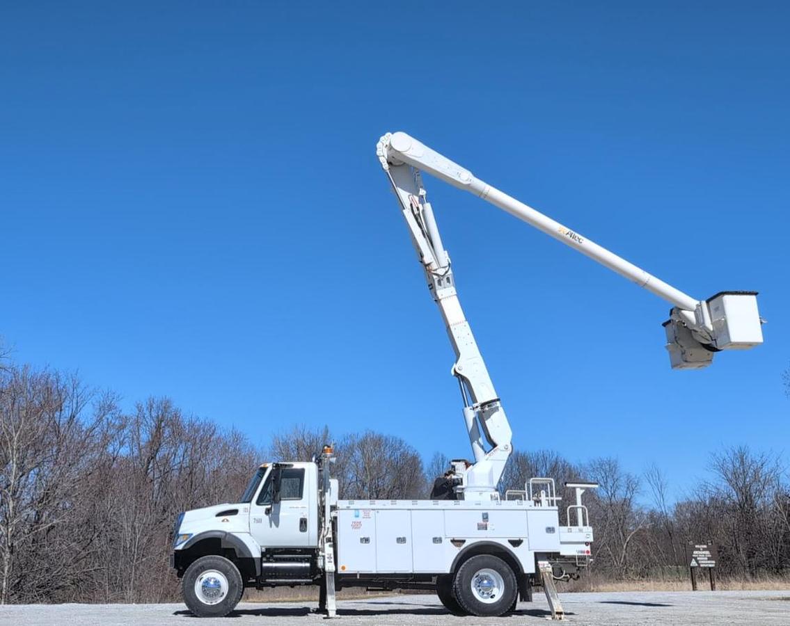 Used 2007 International 7400 4x4 Altec AM55 60' Over-Center Articulated Insulated Material Handling Bucket Truck