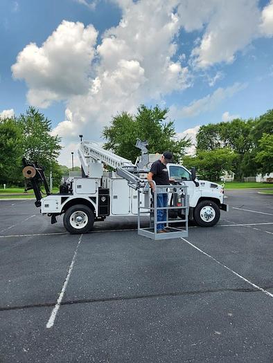 Used 2009 GMC C8500 4x2 Altec AT40C 40' Telescoping Non-Insulated Single Man Basket Cable Placing Bucket Truck With Reel Bar and Winder