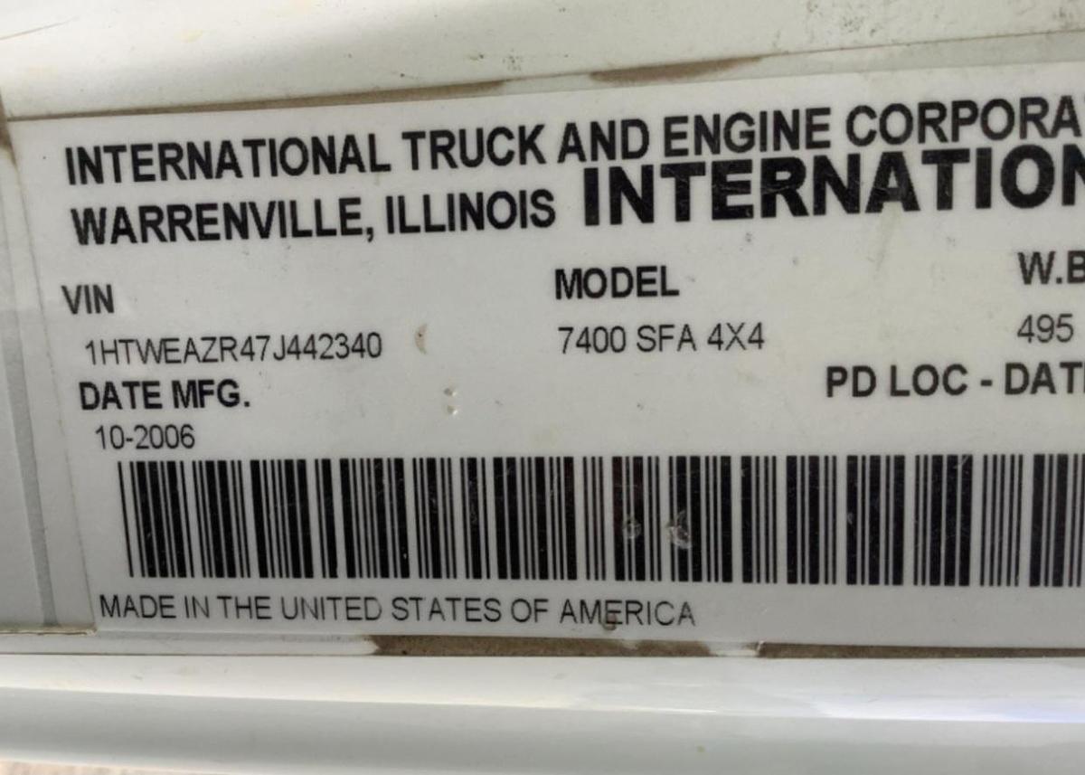 Used 2007 International 7400 4x4 Altec AM55 60' Material Handling Bucket Truck 