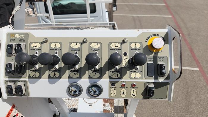 Used 2012 International 7300 4x4 12' Flatbed Altec DM47 TR 47' Digger Derrick