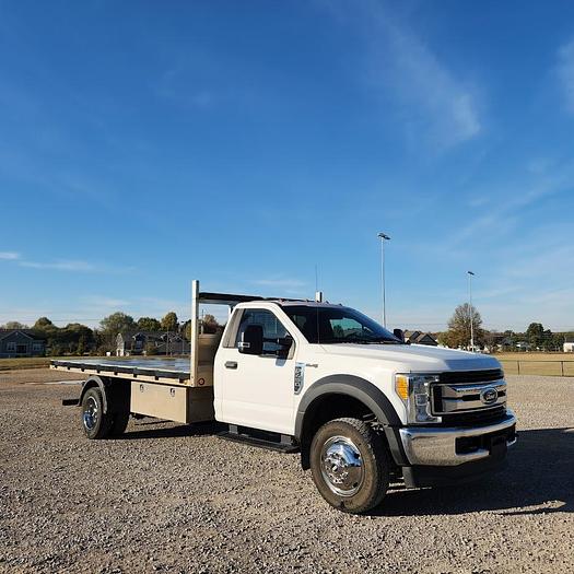 Used 2017 Ford F450 XLT 4x4 16' Scott Aluminum Tilt Flatbed with Knapheide Hoist Gas Engine