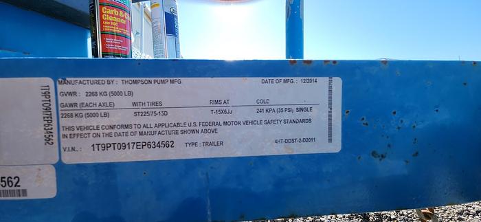 Used 2014 Trailer-Mounted Thompson Water/Trash Pump