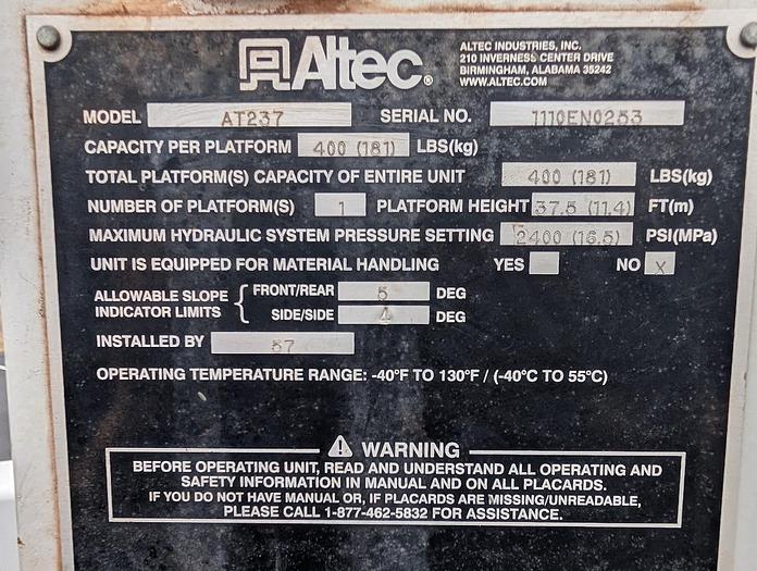 Used 2011 Dodge Ram 5500 Altec AT37 42' Articulated/Telescoping Non-insulated Bucket