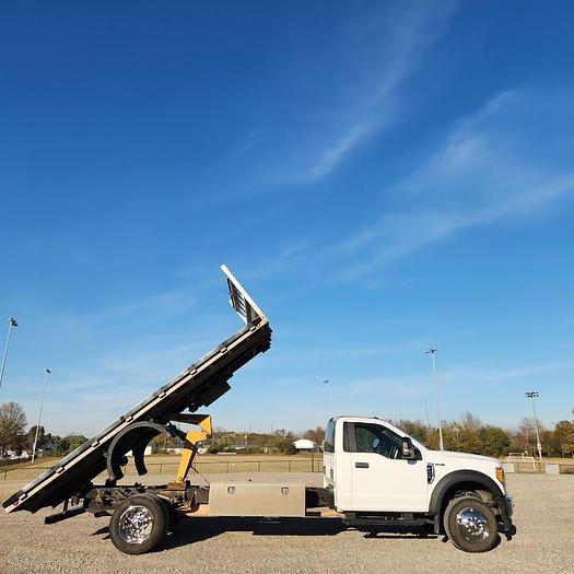Used 2017 Ford F450 4x4 16' Scott Aluminum Tilt Flatbed with Knapheide Hoist Gas Engine