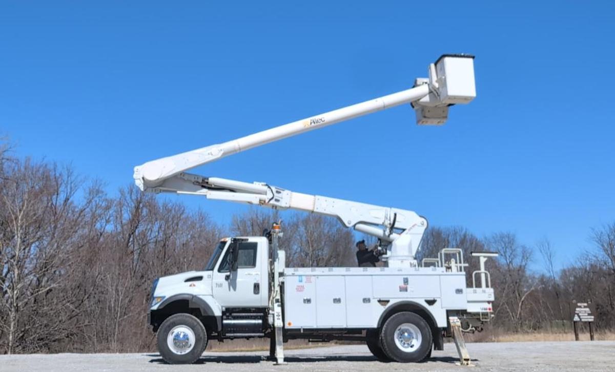Used 2007 International 7400 4x4 Altec AM55 60' Over-Center Articulated Insulated Material Handling Bucket Truck