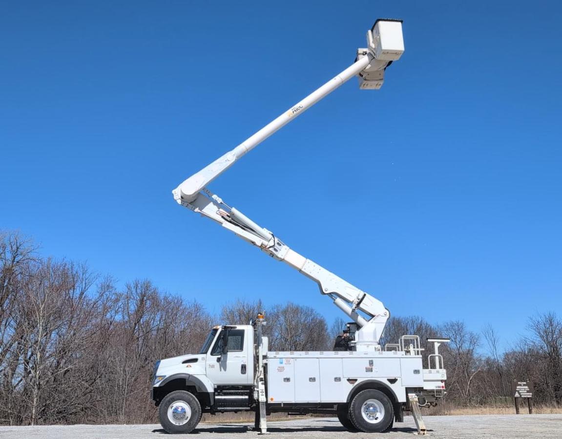 Used 2007 International 7400 4x4 Altec AM55 60' Over-Center Articulated Insulated Material Handling Bucket Truck