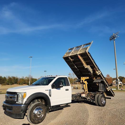 Used 2017 Ford F450 4x4 16' Scott Aluminum Tilt Flatbed with Knapheide Hoist Gas Engine