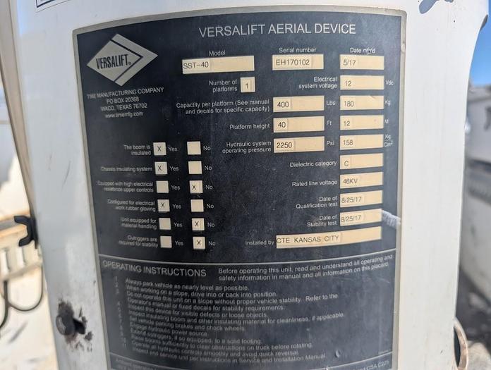 Used 2017 Dodge Ram 5500 4x4 Versalift SST40 45’ Articulating/Telescopic Insulated Bucket Truck