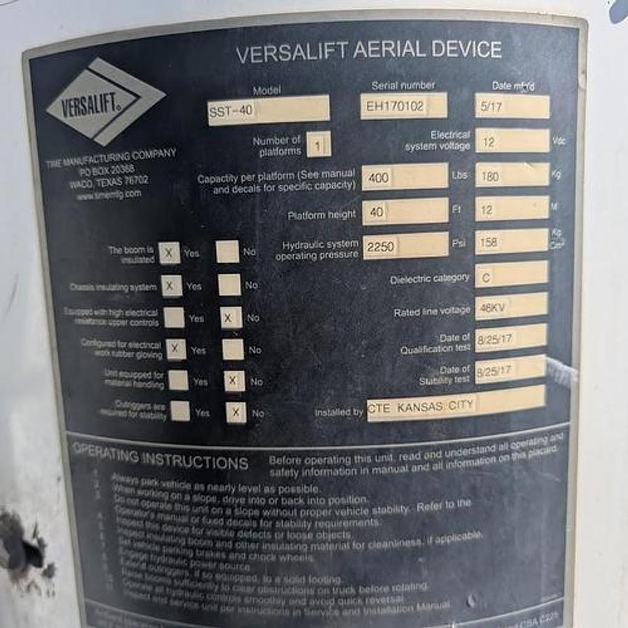 Used 2017 Dodge Ram 5500 4x4 Versalift SST40 45’ Insulated/Articulating/Telescoping