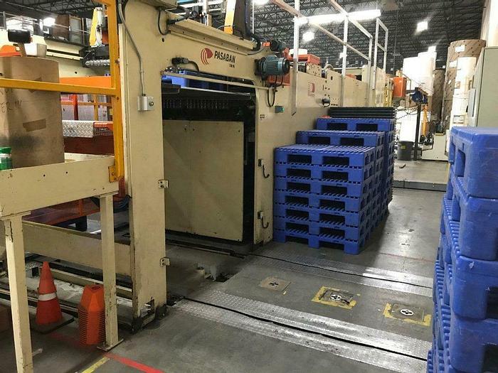 Used 52" PASABAN MODEL KD 1400 ROTARY KNIFE SHEETER W/ TWO SHAFTLESS BACKSTANDS