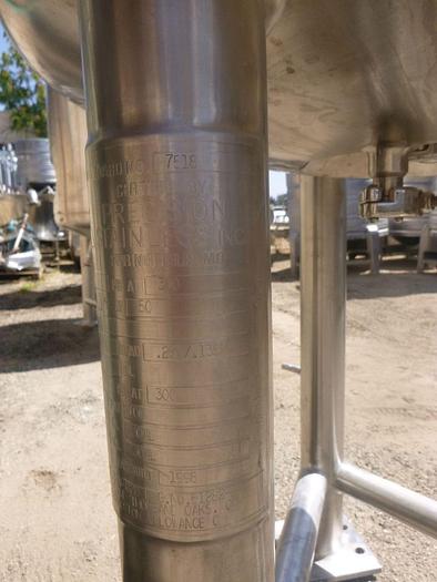 Used Reactor, 79 Gallon, 316L S/st, Jkt, 50 PSI, Precision, B #S744227