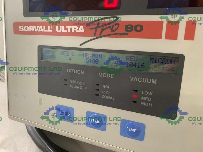 Used Sorvall Ultra Pro 80 Digital Refrigerated Centrifuge 200-240V Max RPM 80,000