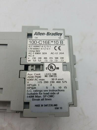 Used Allen-Bradley 100-C16E*10 Safety Contactor Ser. B