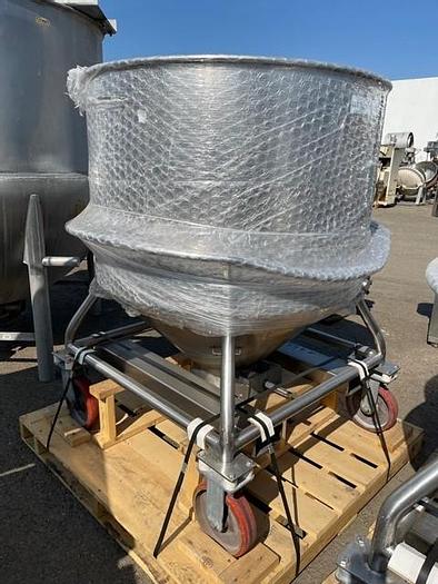 Used 250 Gallon Stainless Steel Sanitary Tote Tank