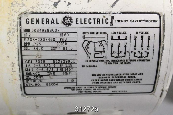 Used General Electric 5KS49ZG8007 2 Hp Ac-Motor #31272