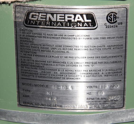 Used 2013 *SOLD* (x2) Dust Collector - General 10105AM1