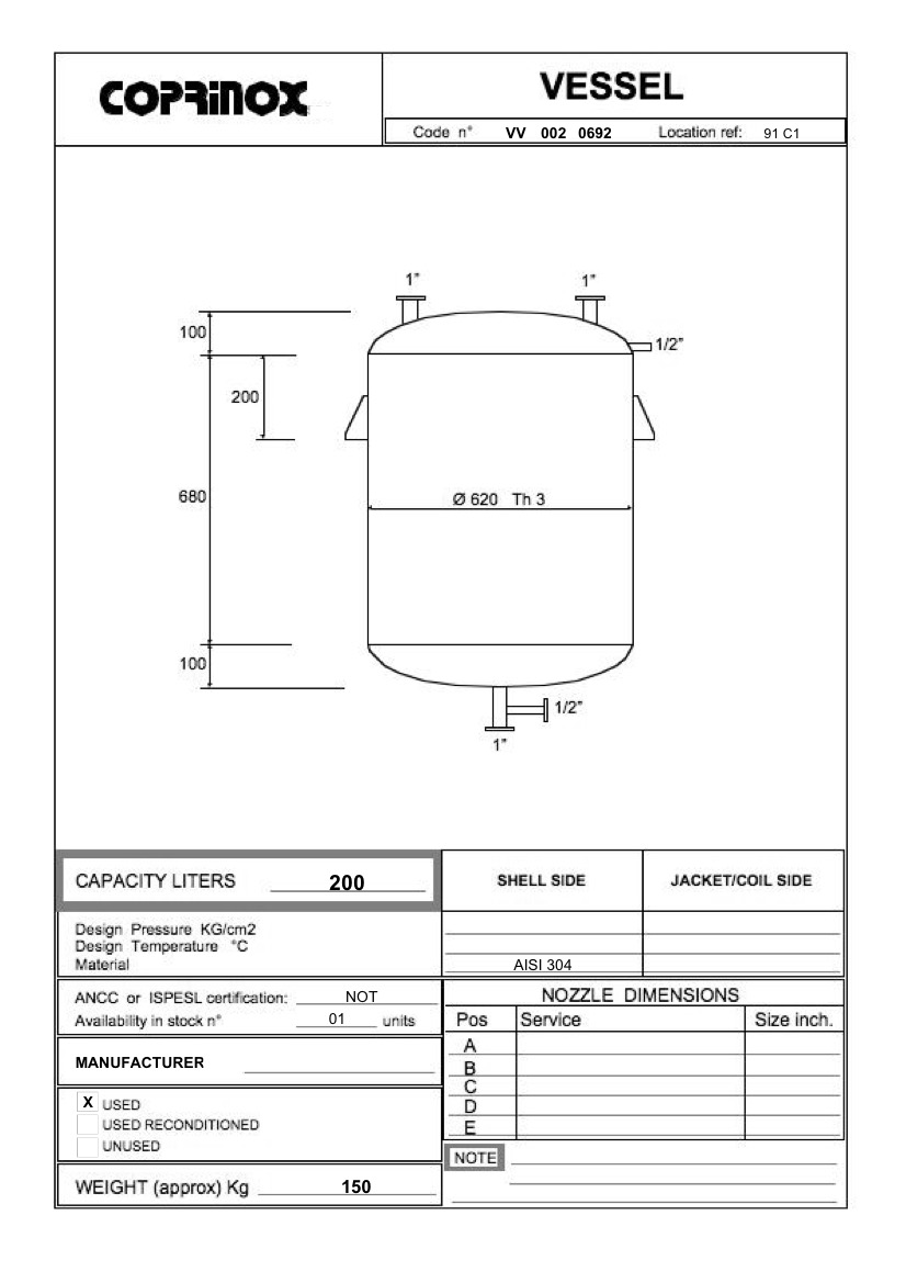 Usato Serbatoio  da 200 Litri