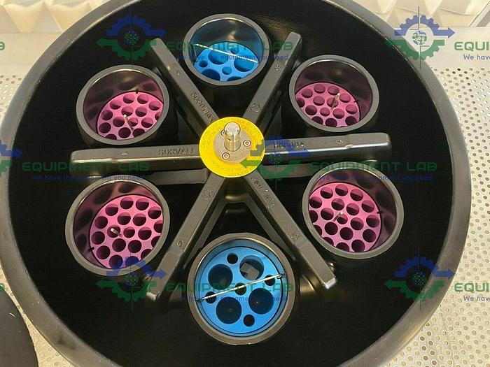 Used Sorvall  H6000A Swing Bucket Rotor 5000RPM w/ 6 1000mL Buckets and Locking Stud