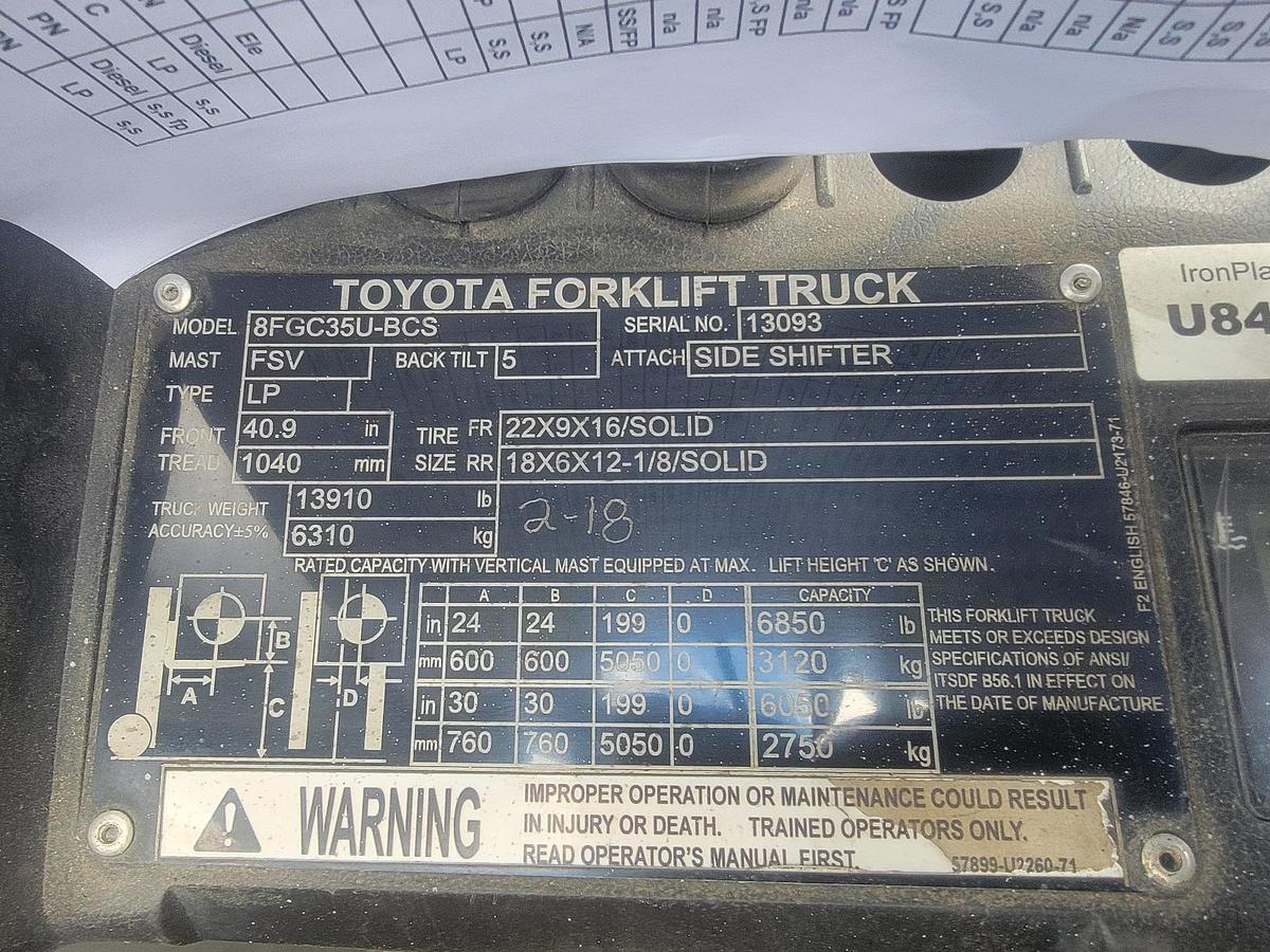Used 2018 Toyota 8FGC35UBCS