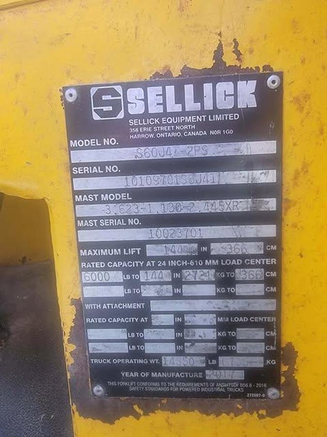 Used 2017 Sellick S60J4 -2PS