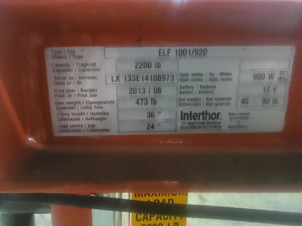 Used 2013 Interthor ELF 1001/920