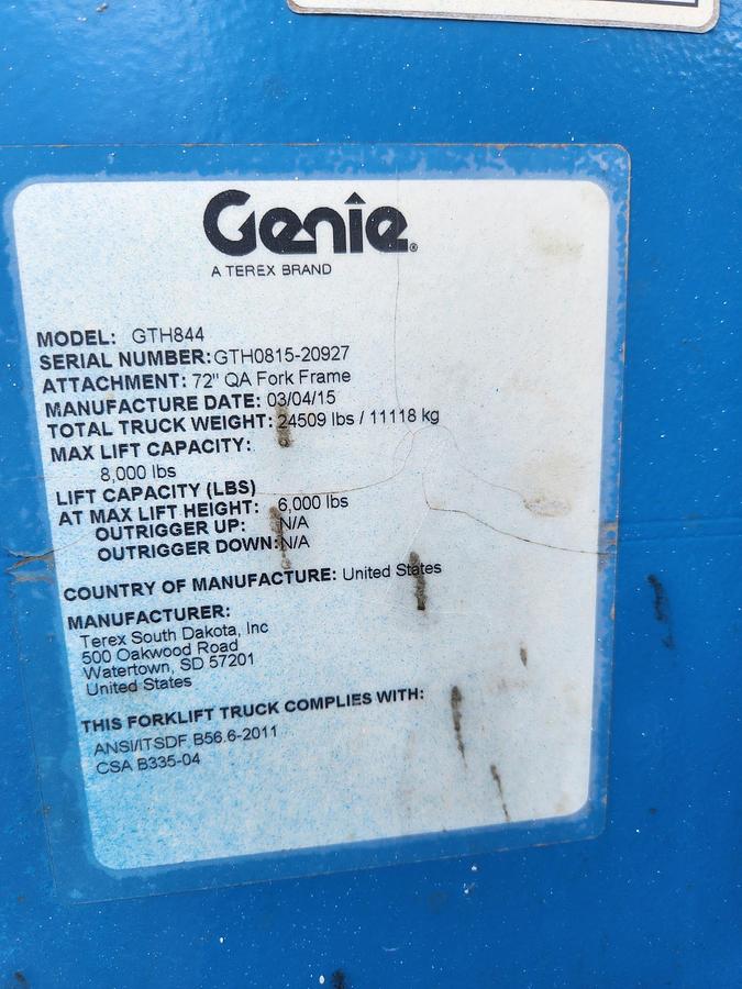 Used 2015 Diesel Genie_GTH844