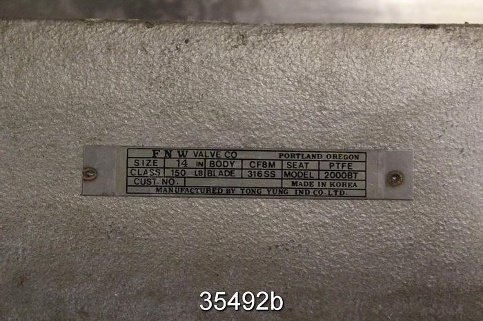 Used FNW 2000BT 14" Hand Operated Knife Gate Valve #35492
