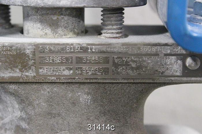 Used Neles Jamesbury 3600TT 3" Air Operated Butterfly Valve #31414