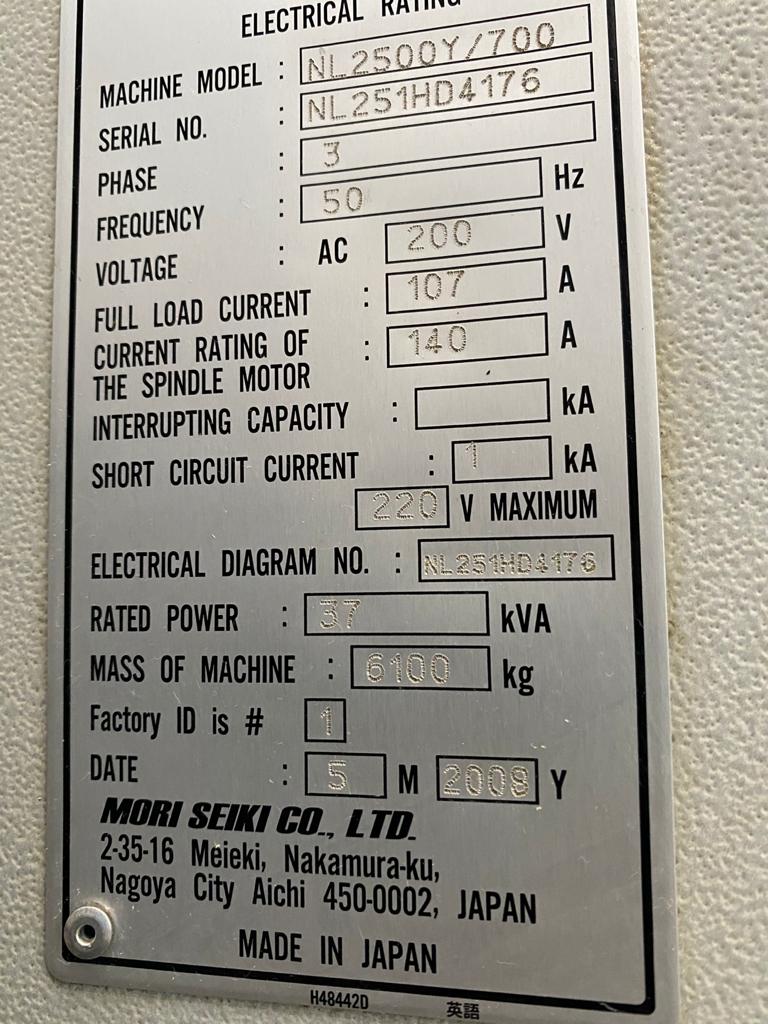 Used 2008 MORI SEIKI NL-2500Y/700
