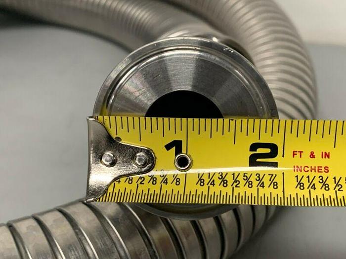 Used Williams-Carver 83" SS Reinforced Flexible Silicon Hose w/ 1" Sanitary Fittings