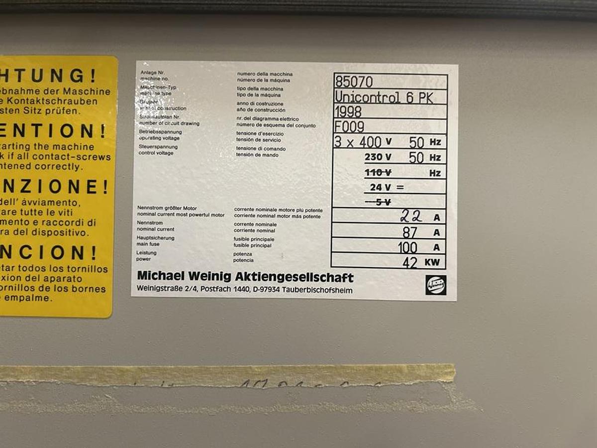 Used Centre d'usinage WEINIG UNICONTROL 6
