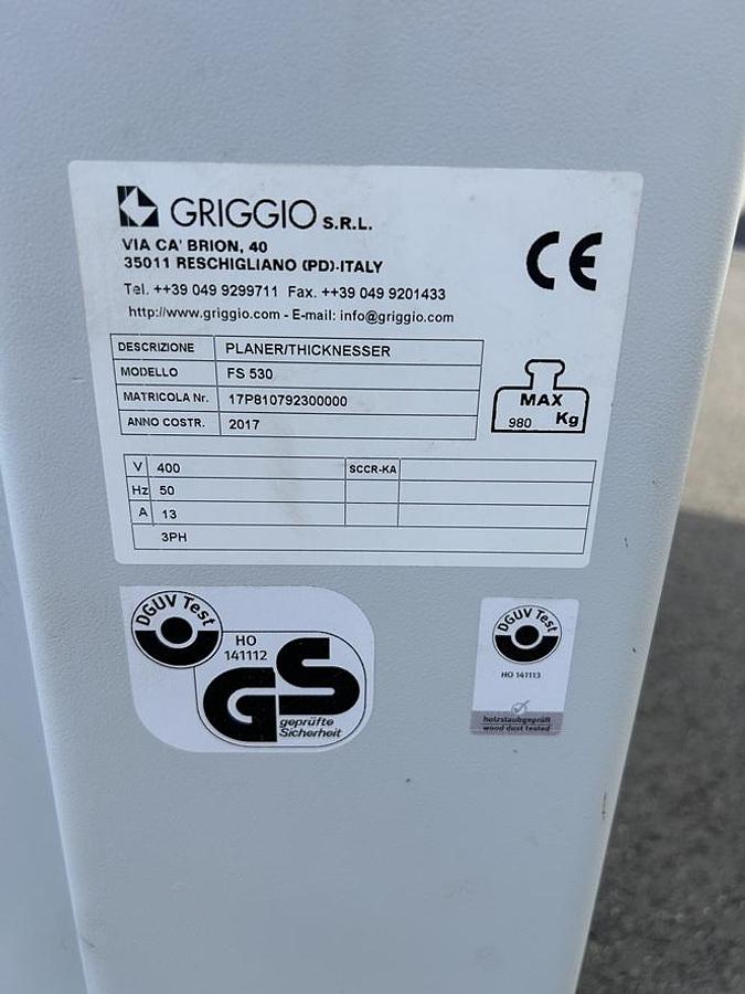Used Raboteuse Dégauchisseuse GRIGGIO FS530