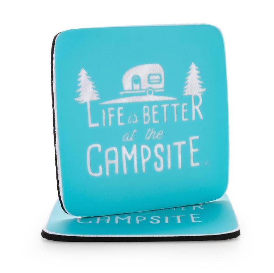 Coaster,neoprene - Blue Design "life Is Better At The Campsite"