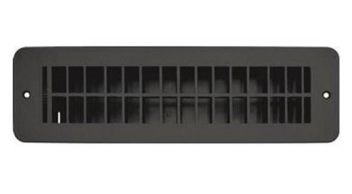 Vent Register, Black, Plastic, Dampered 2.25 X 10"