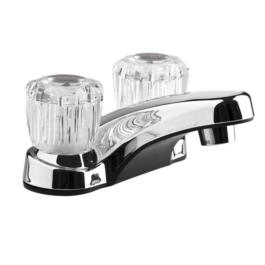 Rv Lavatory Faucet W/crystal Acrylic Knobs - Chrome Polished