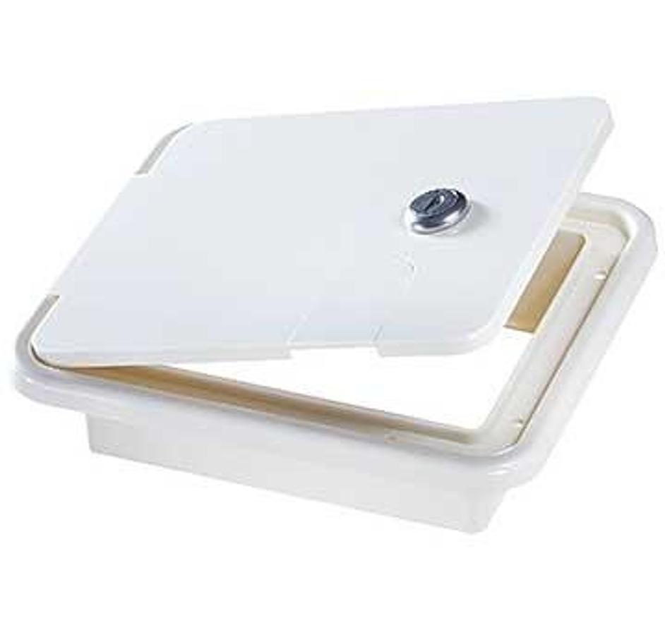 Locking Cable Hatch Rectangular - Polar White