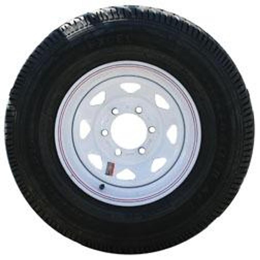 Tire And Wheel Eco Trail Bias Ply St225/75d X 15 Lrd; White Spoke 6 Hole