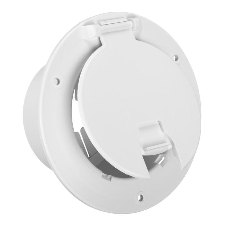 Cable Hatch Deluxe Round - Polar White 5" Overall