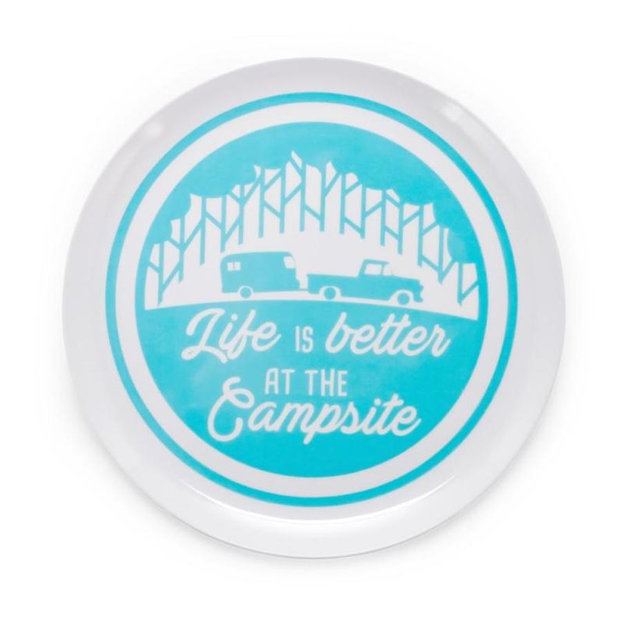 Dinner Plate, Blue Truck & Trailer Pattern "life Is Better At The Campsite"