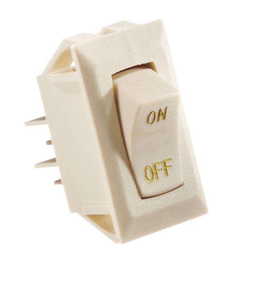 Rocker Switch, Ivory W/gold Text 10 Amp, On/off Spst