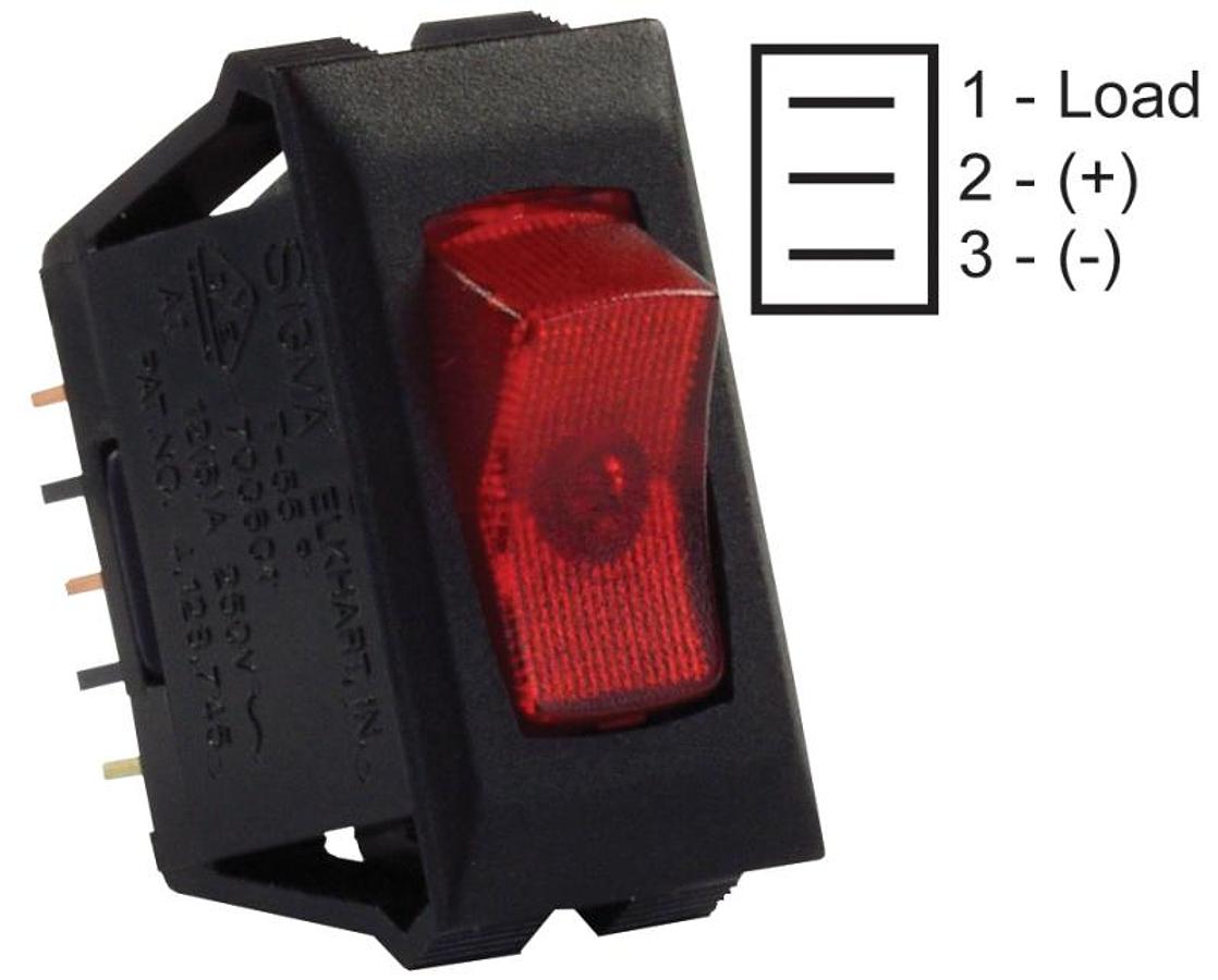 Switch On / Off Illuminated Red / Black 120v (1pk)