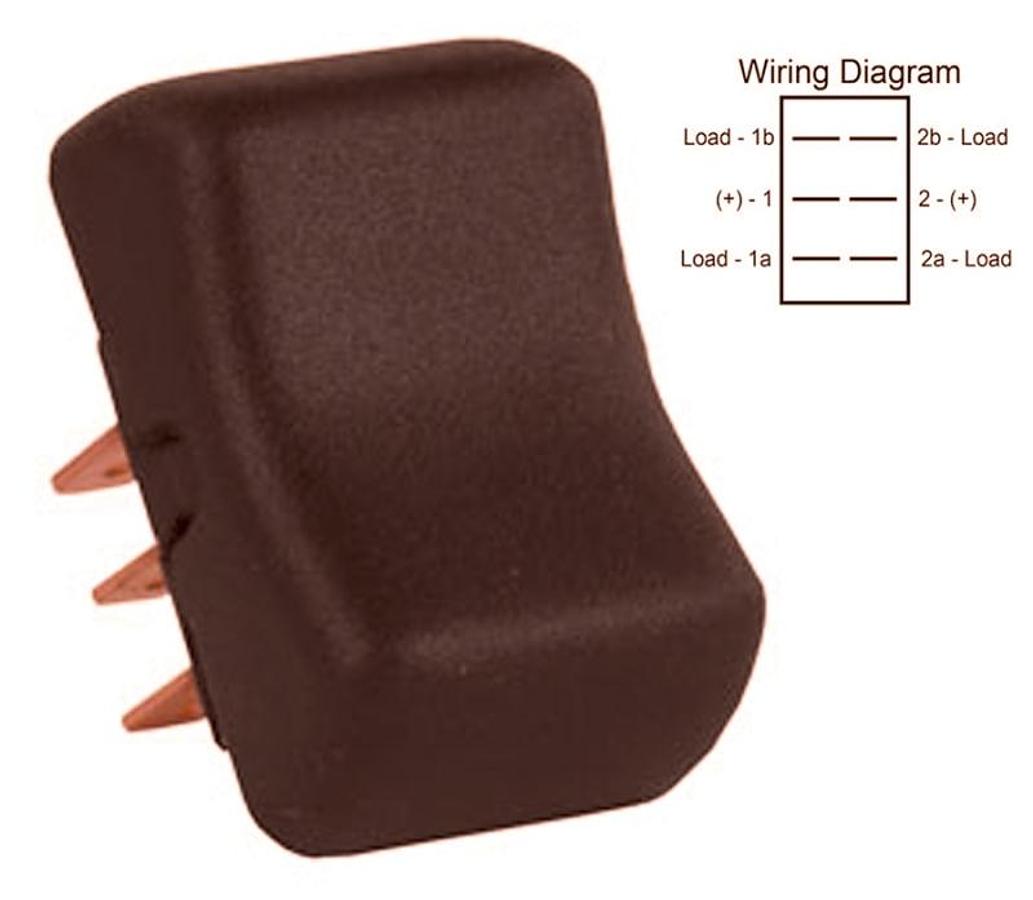 D P D T On/ Off/ On Momentary Rocker Switch, Brown