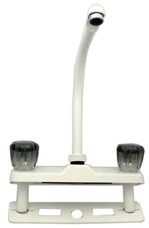 8" White Deck W/ High Rise Spout Smoke Handle
