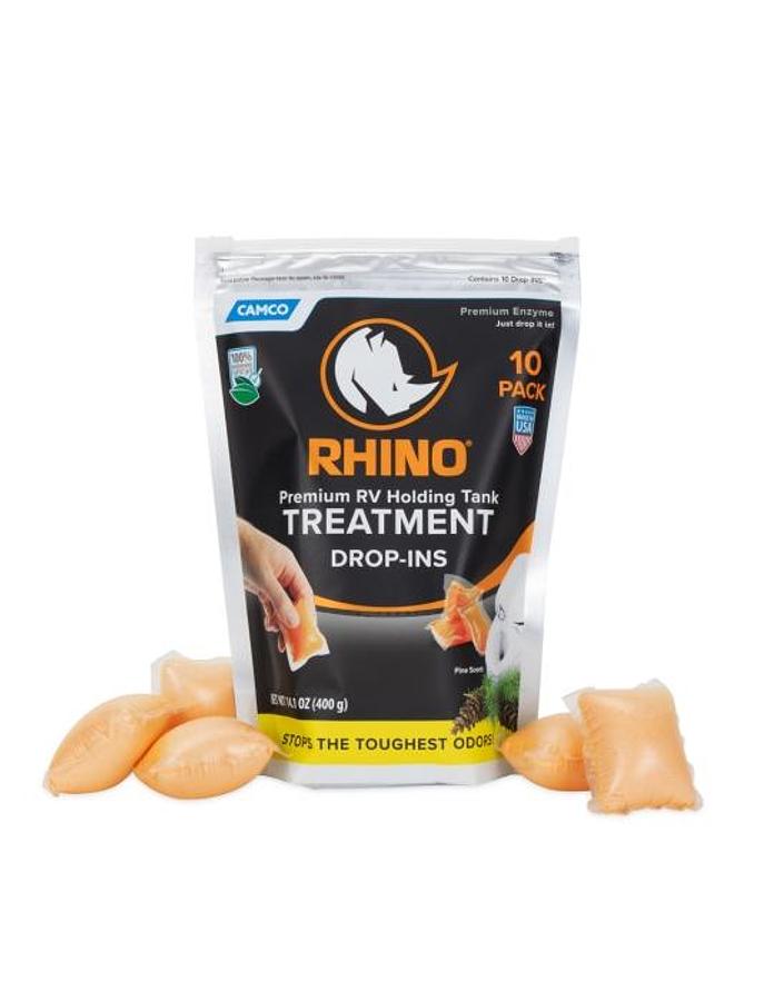 Camco Rhinoflex Premium Enzyme Rv Holding Tank Treatment Drop-ins, Pine Scent - 10/bag